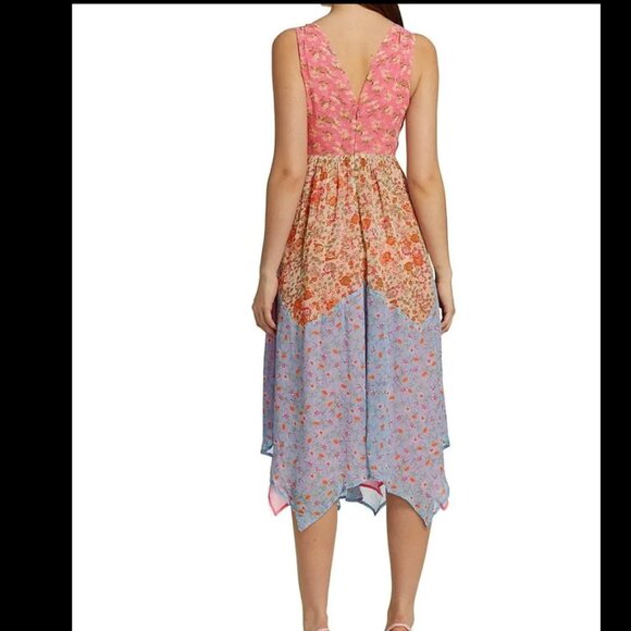 Ramy Brook Isabel Floral Handkerchief Dress Horizon Rose Pink Combo, 6 - Picture 8 of 13